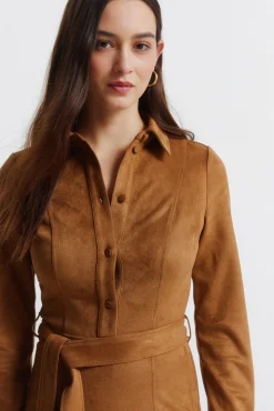 Clearance Springfield Robe chemise courte en daim nude