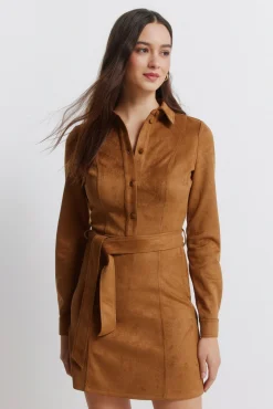 Clearance Springfield Robe chemise courte en daim nude