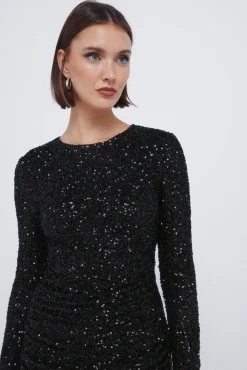 Outlet Springfield Robe courte drap&eacute;e &agrave; paillettes noir