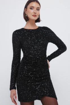 Outlet Springfield Robe courte drap&eacute;e &agrave; paillettes noir