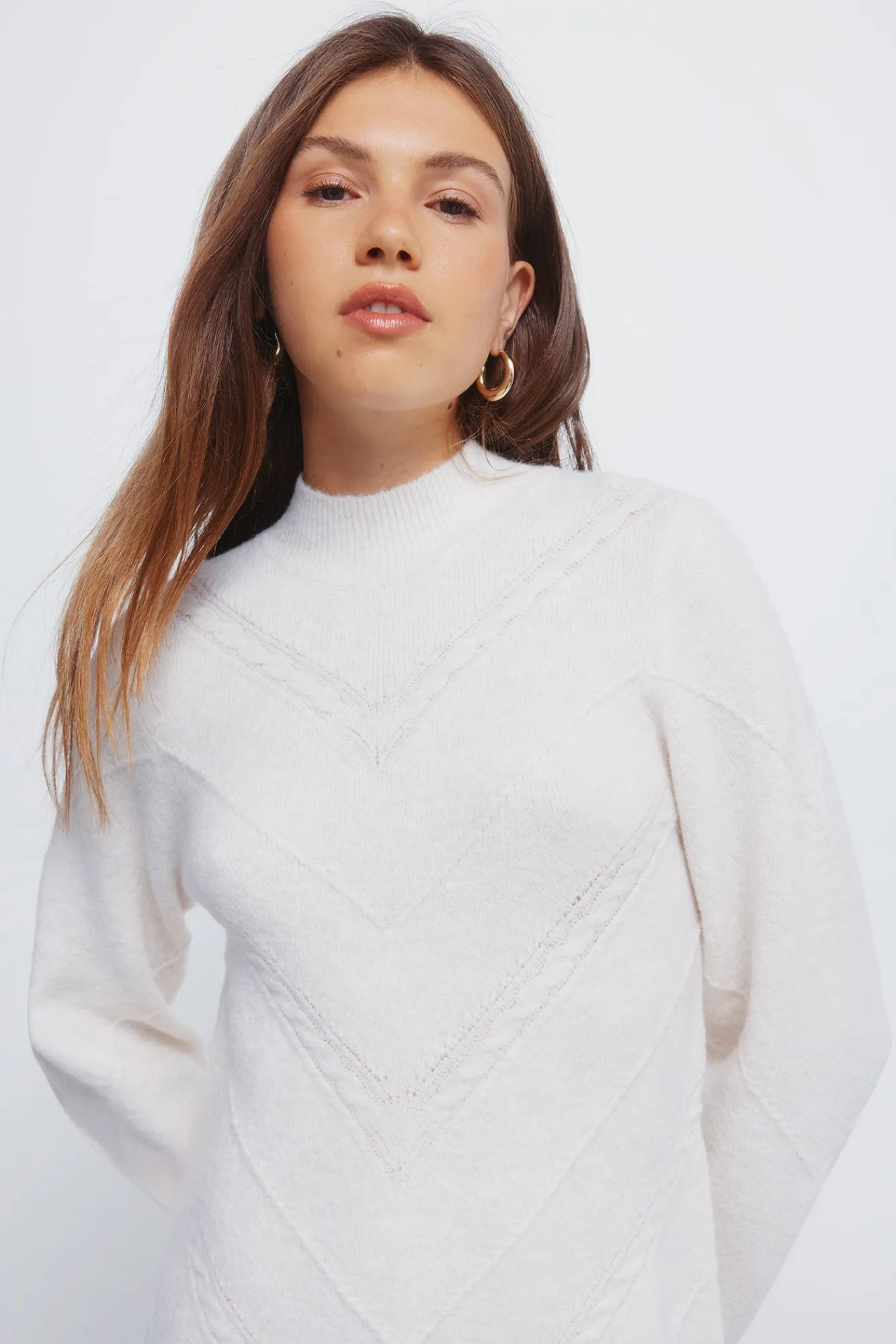 Online Springfield Robe courte en en maille torsadée blanc