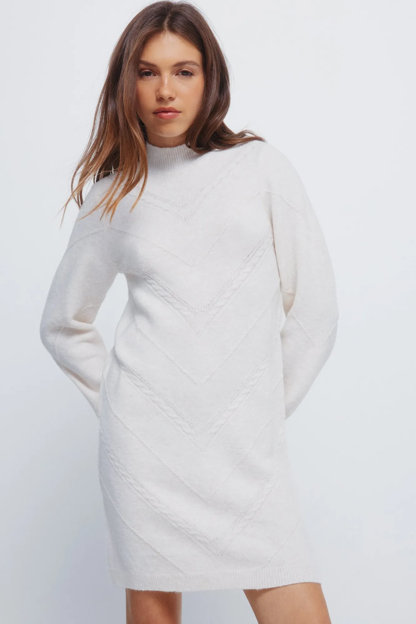 Online Springfield Robe courte en en maille torsadée blanc