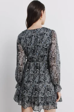 Best Springfield Robe courte imprimée manches longues noir