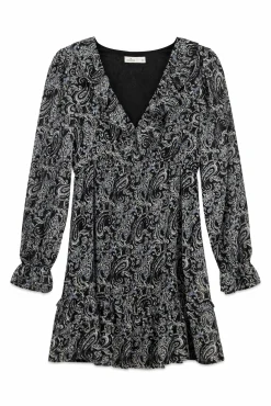 Best Springfield Robe courte imprimée manches longues noir