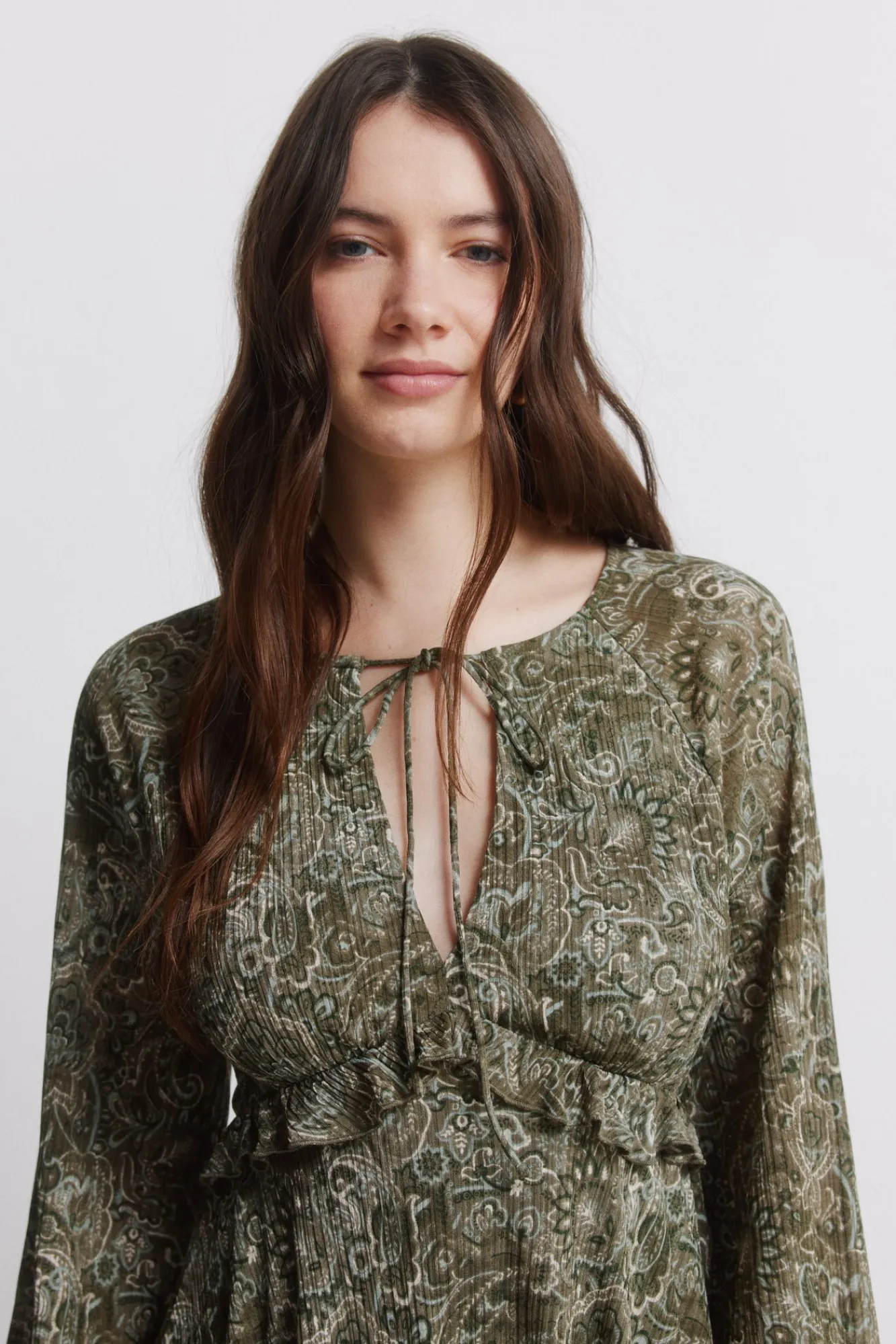 Sale Springfield Robe courte imprimée verte beige