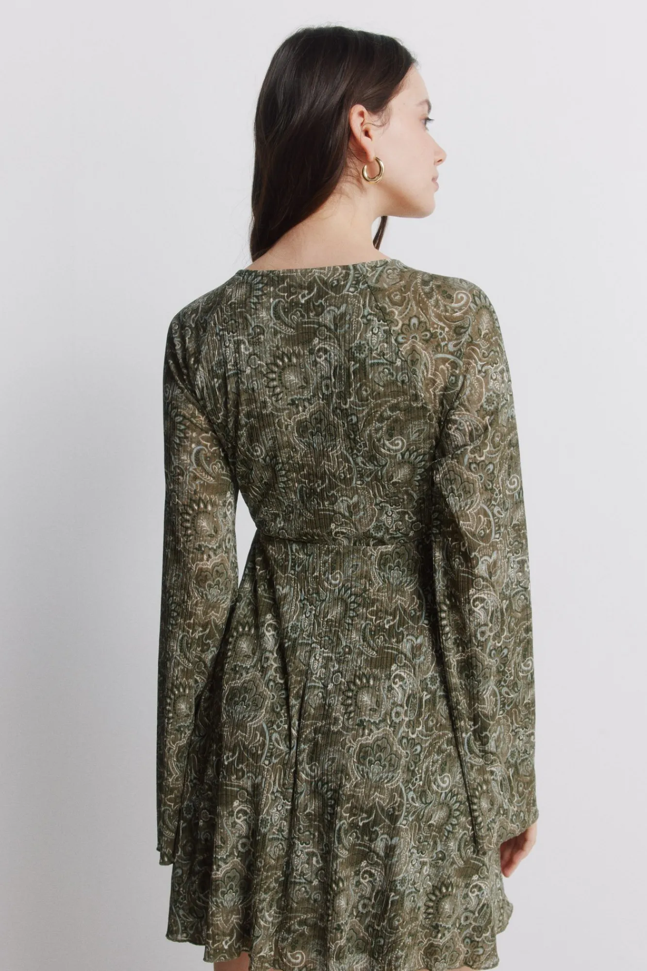Sale Springfield Robe courte imprimée verte beige