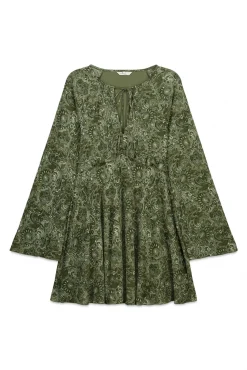 Sale Springfield Robe courte imprimée verte beige