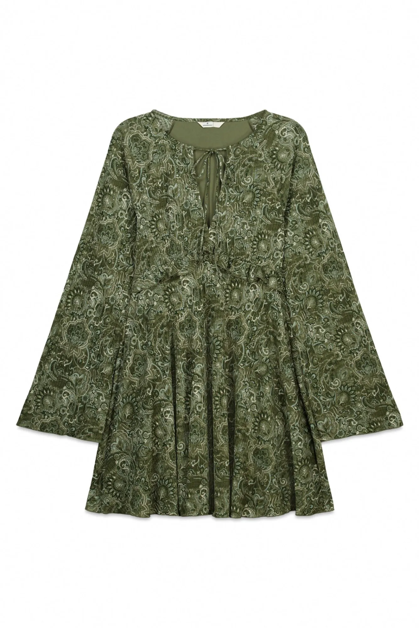 Sale Springfield Robe courte imprimée verte beige