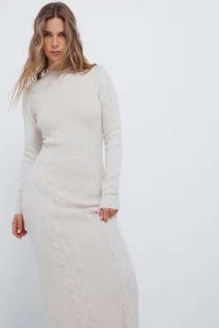 Outlet Springfield Robe en maille en maille torsadée vison