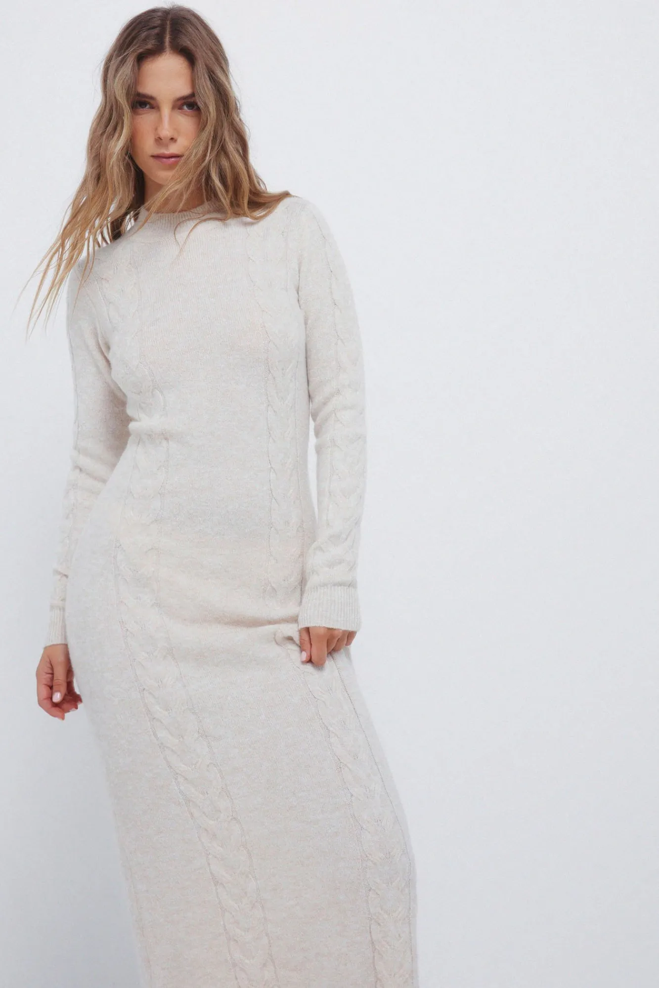 Outlet Springfield Robe en maille en maille torsadée vison