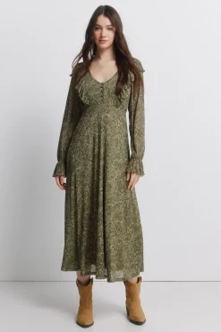 Clearance Springfield Robe imprimée verte beige