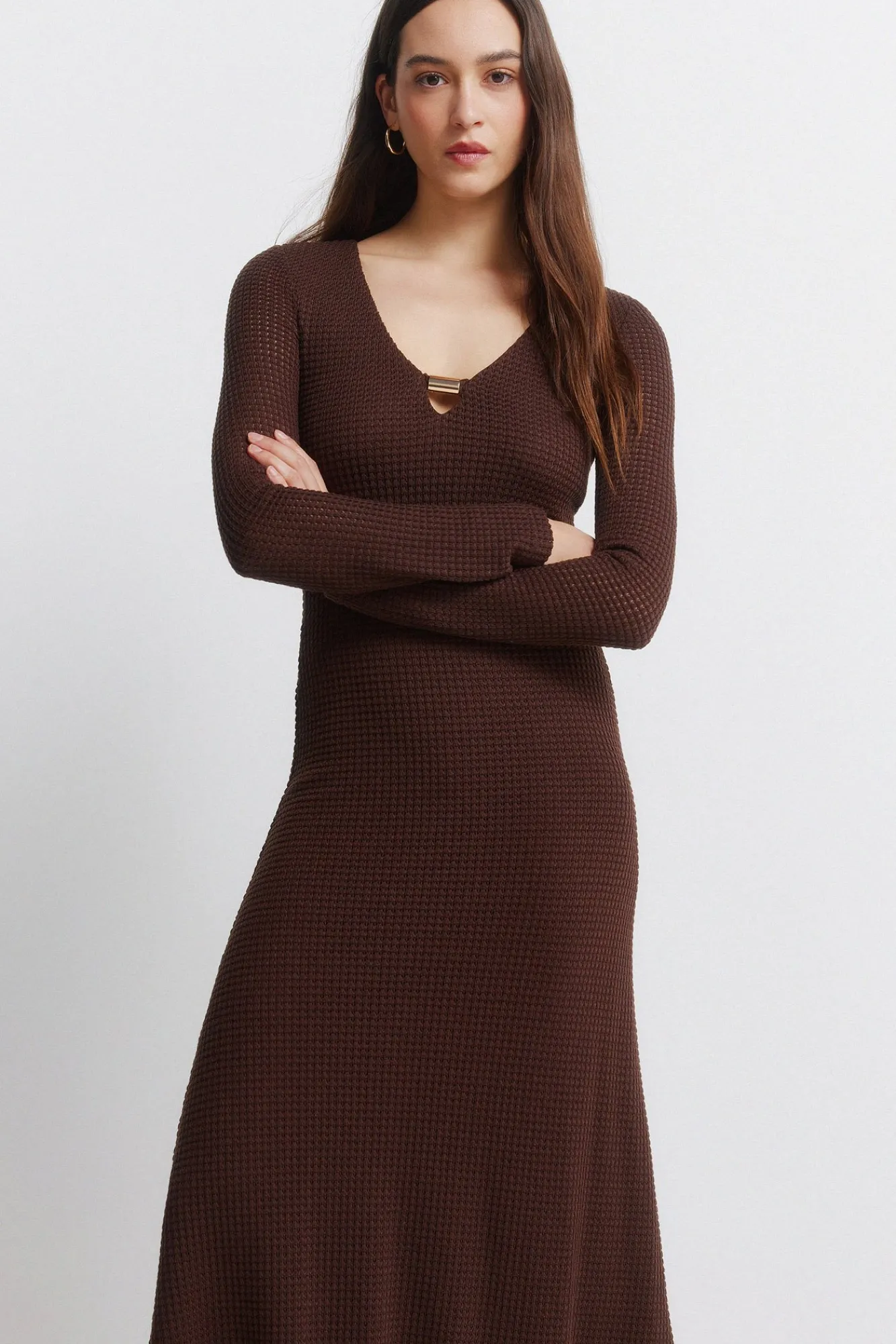 Springfield Robe midi à décolleté perle nude