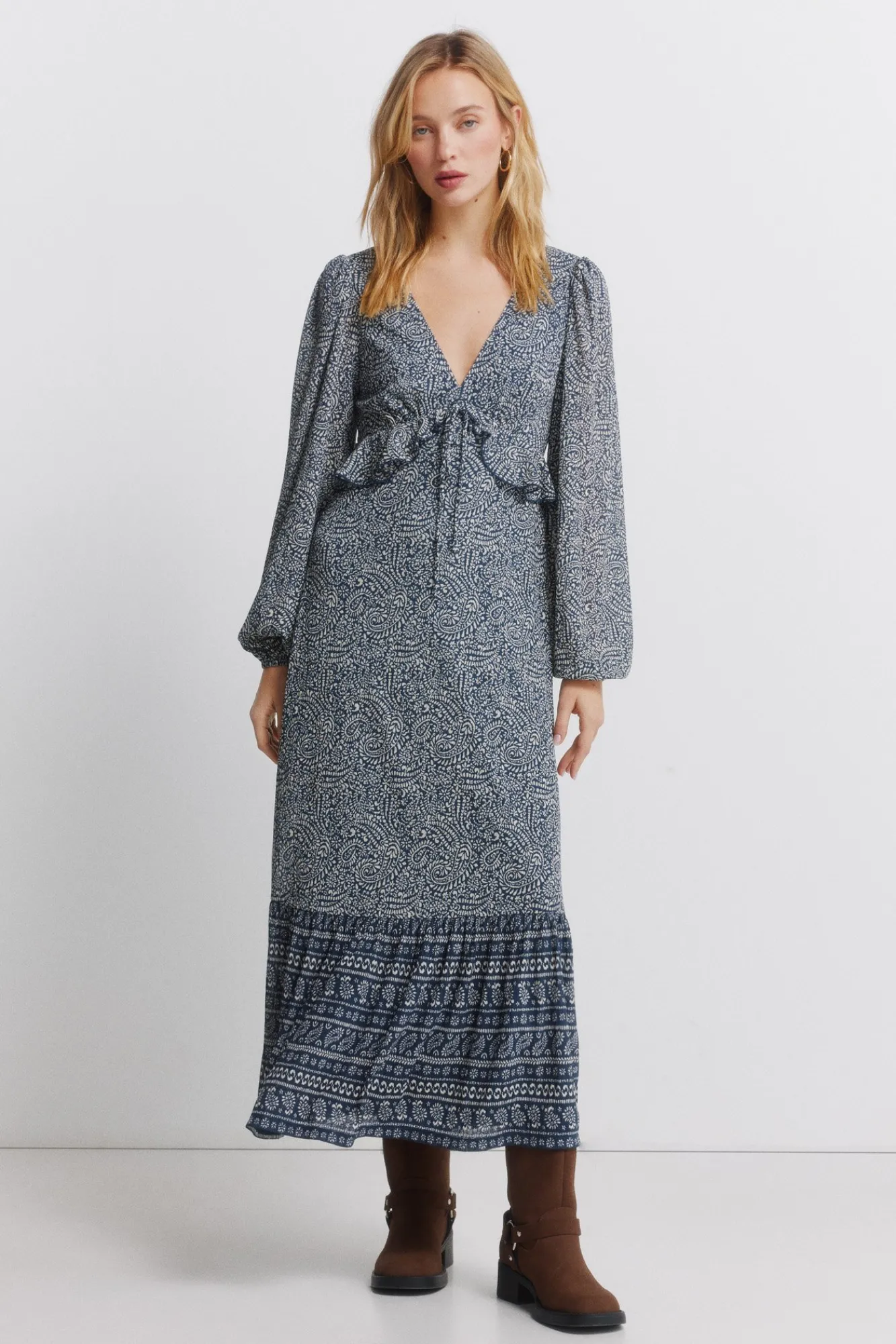 Clearance Springfield Robe midi à volant bleu
