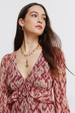 Discount Springfield Robe midi à volant rouge