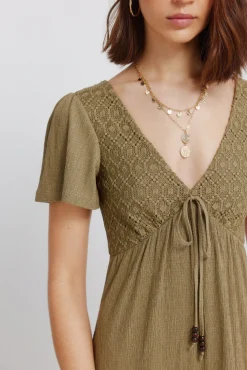 Best Springfield Robe midi à volants beige