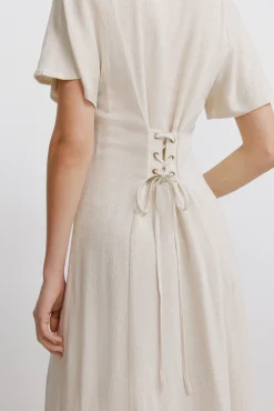 Springfield Robe midi dos crois&eacute; nude