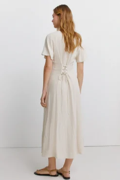 Springfield Robe midi dos croisé nude