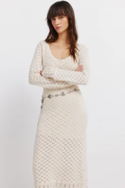 Outlet Springfield Robe midi en maille pointelle marron
