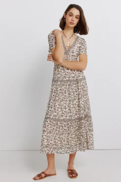 Hot Springfield Robe midi imprimé frise