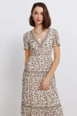 Hot Springfield Robe midi imprim&eacute; frise