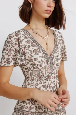 Hot Springfield Robe midi imprim&eacute; frise