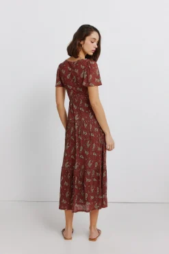 Hot Springfield Robe midi imprim&eacute; frise