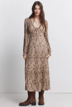 Best Springfield Robe midi imprimée nude