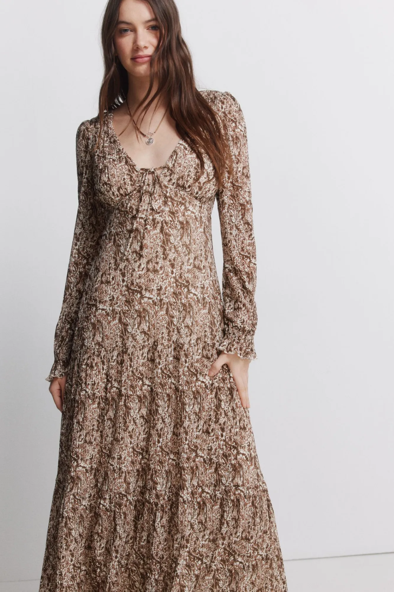 Best Springfield Robe midi imprimée nude