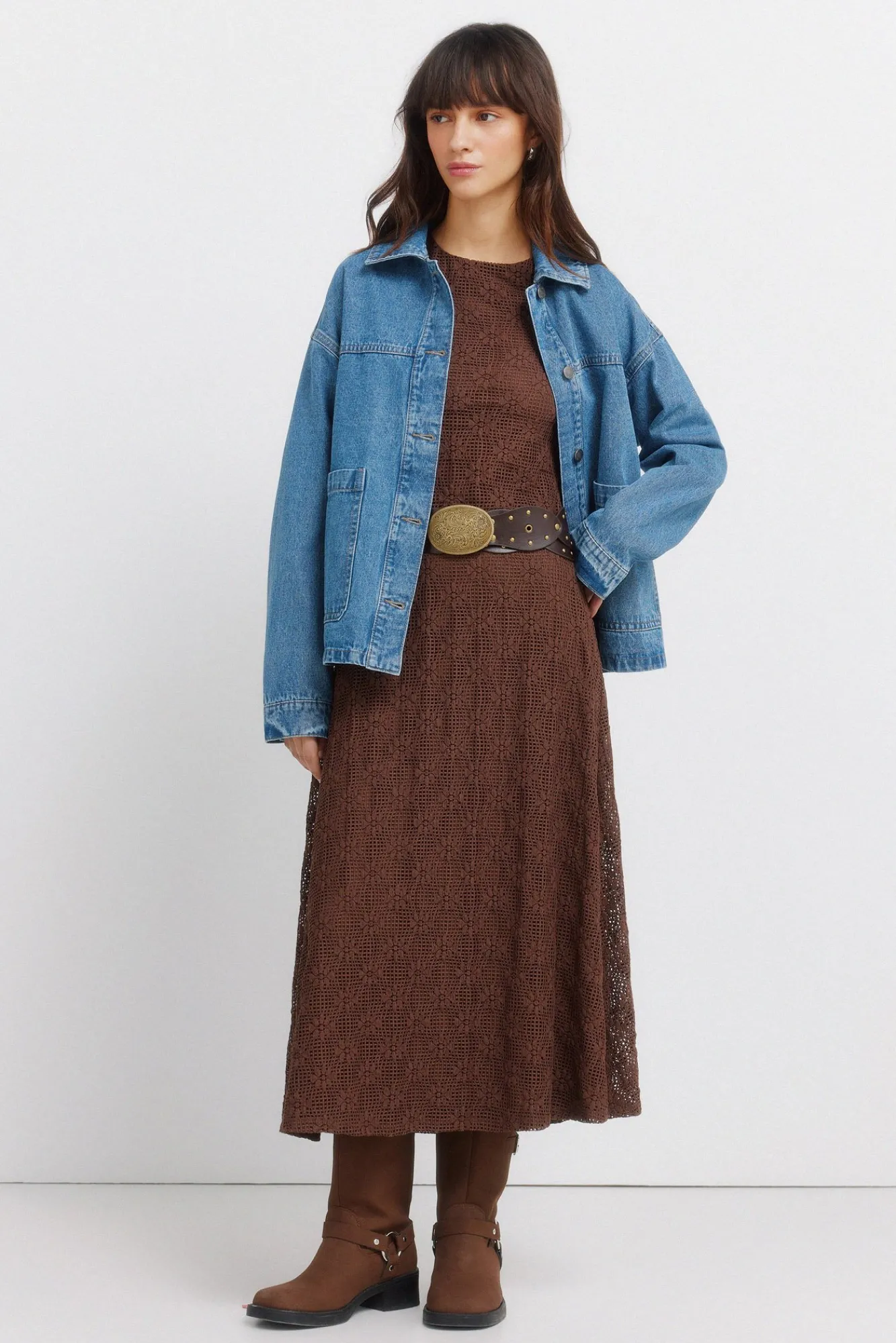 Sale Springfield Robe structurée manches longues nude