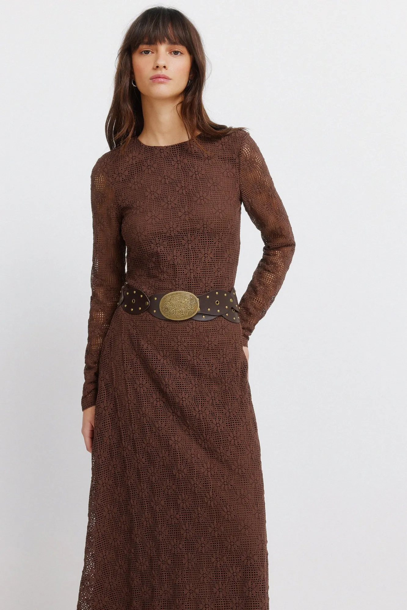 Sale Springfield Robe structurée manches longues nude