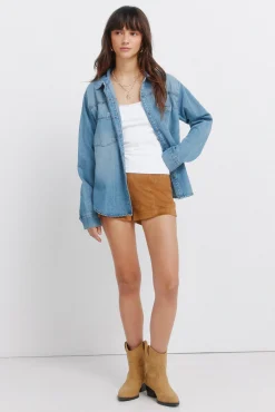 Clearance Springfield Short en daim synth&eacute;tique nude