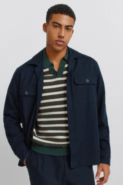 Springfield Surchemise en coton slub bleu