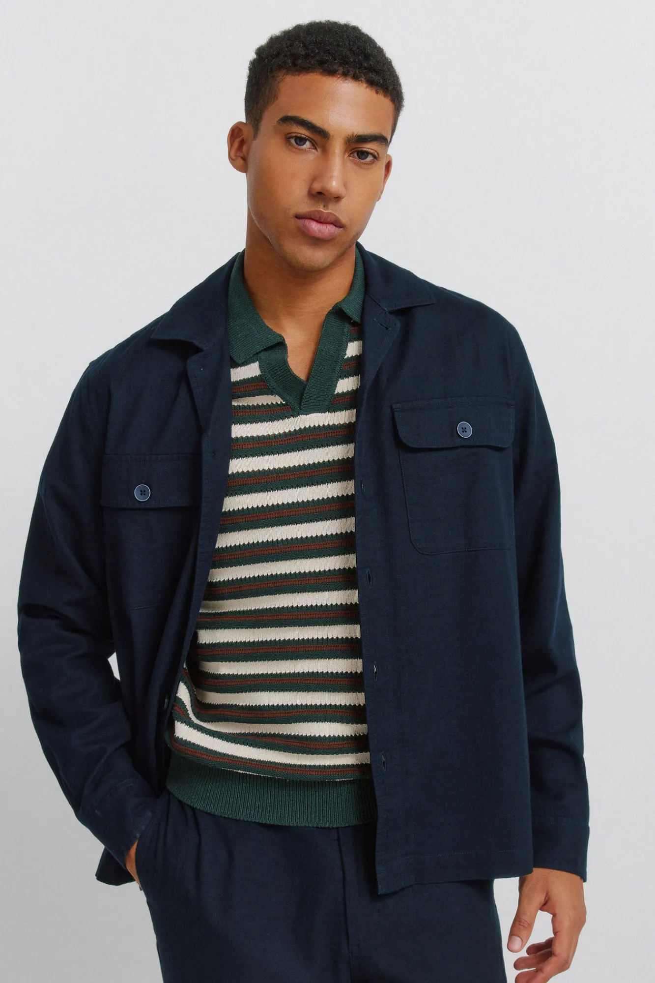 Springfield Surchemise en coton slub bleu