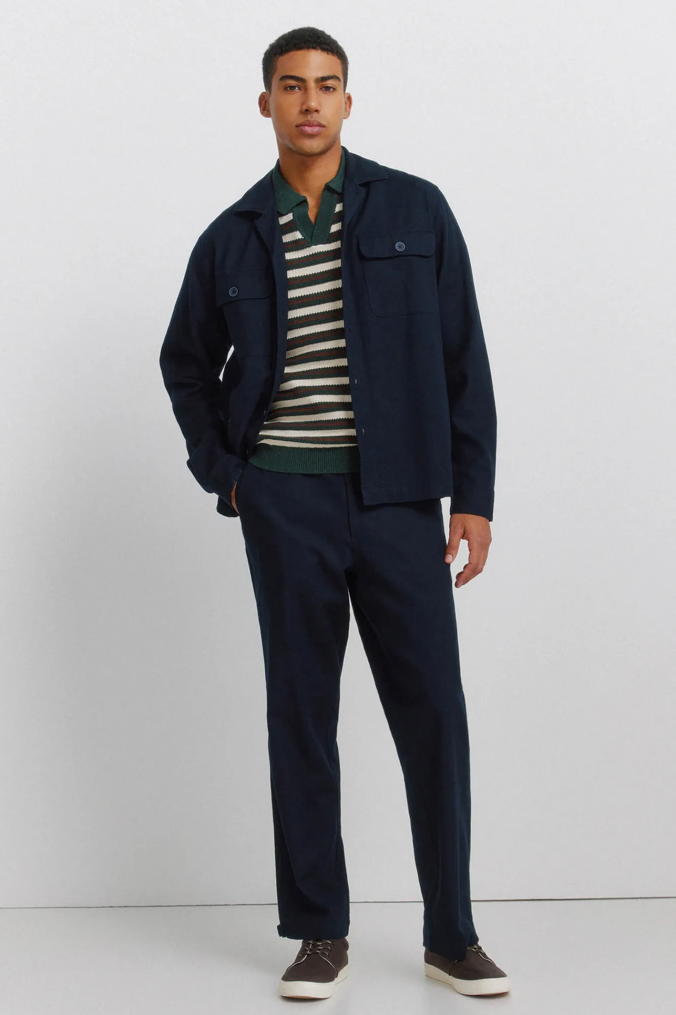 Springfield Surchemise en coton slub bleu
