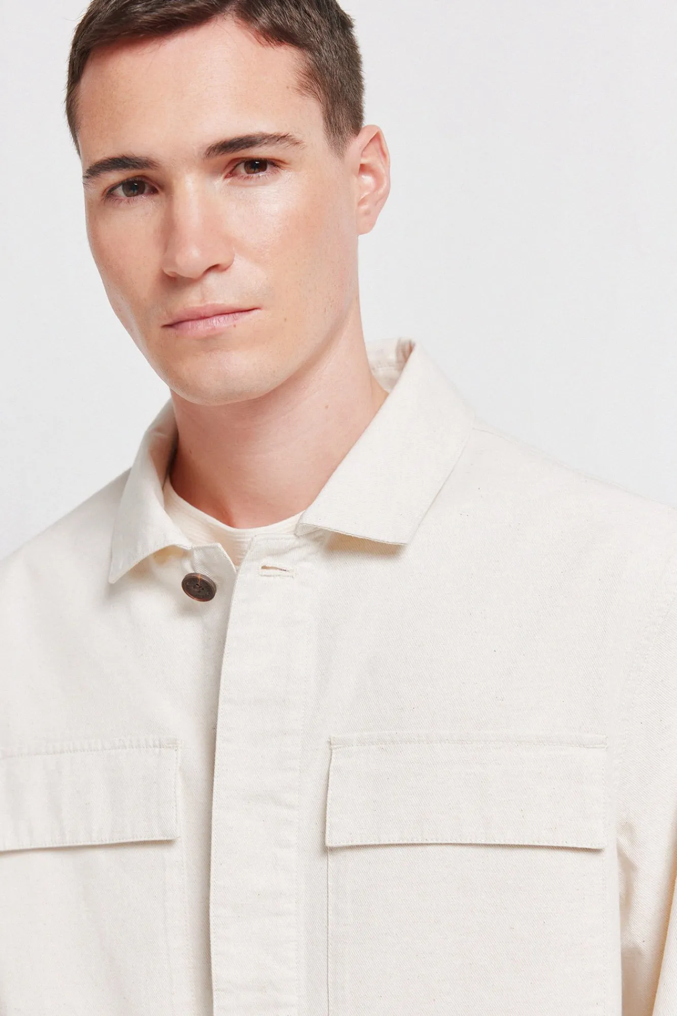 Best Springfield Surchemise en lin et coton coupe overshirt blanc