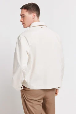 Best Springfield Surchemise en lin et coton coupe overshirt blanc