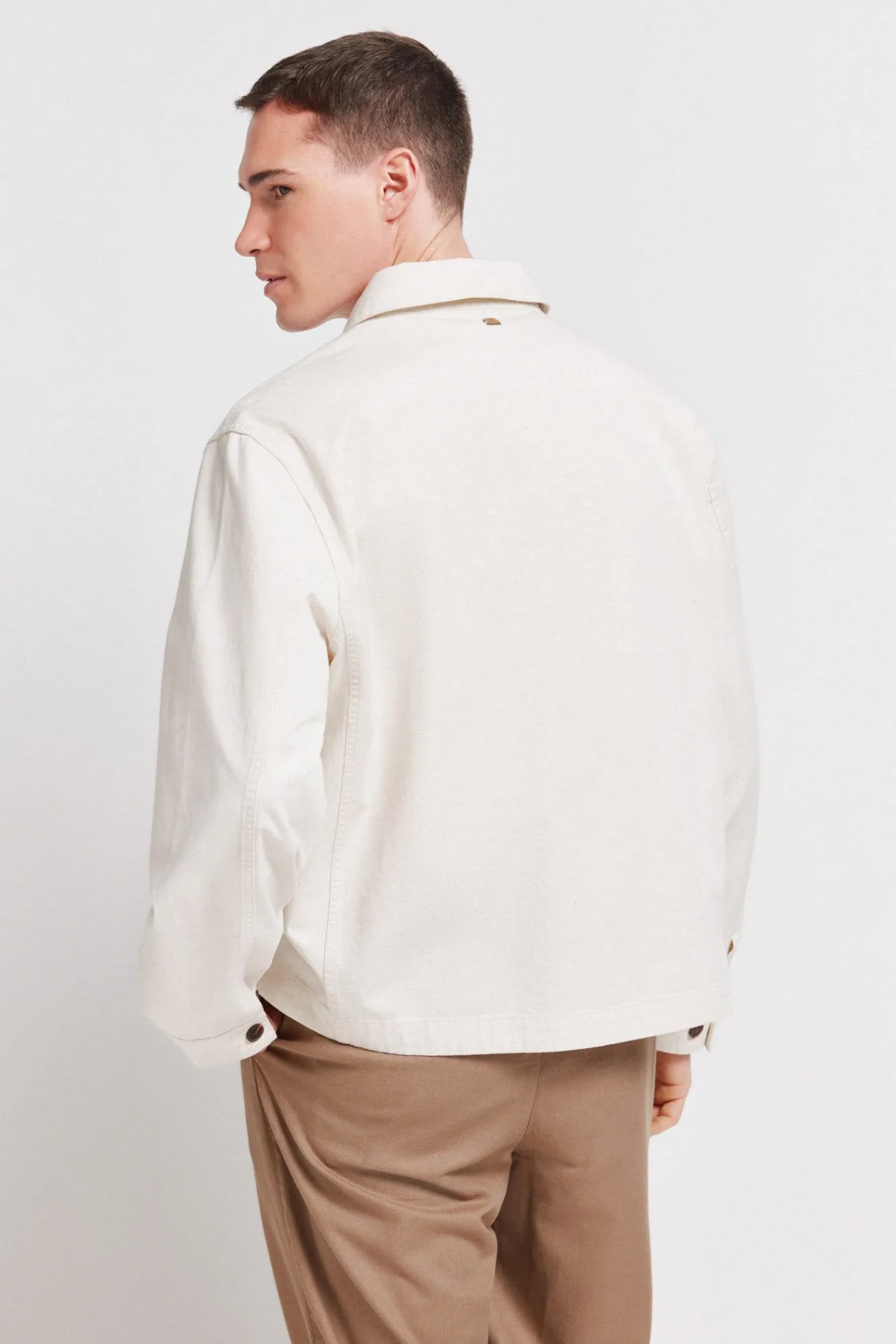 Best Springfield Surchemise en lin et coton coupe overshirt blanc