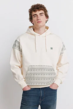 Clearance Springfield Sweat-shirt à capuche poche ethnique blanc