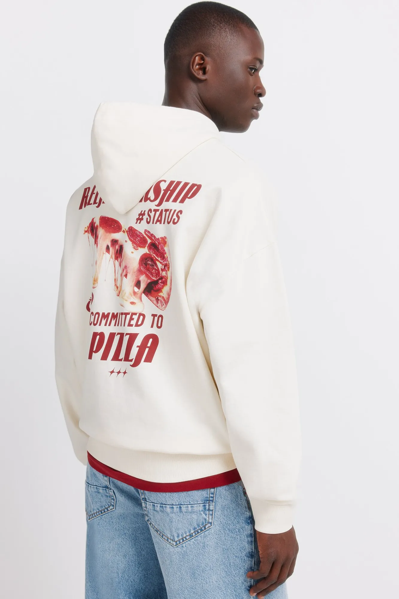 Best Springfield Sweat-shirt à capuche pizza blanc