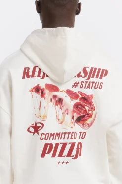 Best Springfield Sweat-shirt à capuche pizza blanc