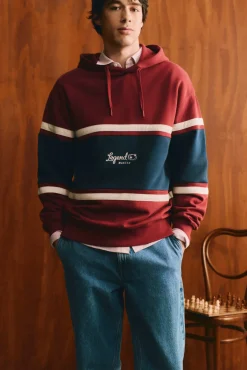 Hot Springfield Sweat-shirt &agrave; capuche &agrave; d&eacute;coupes rouge