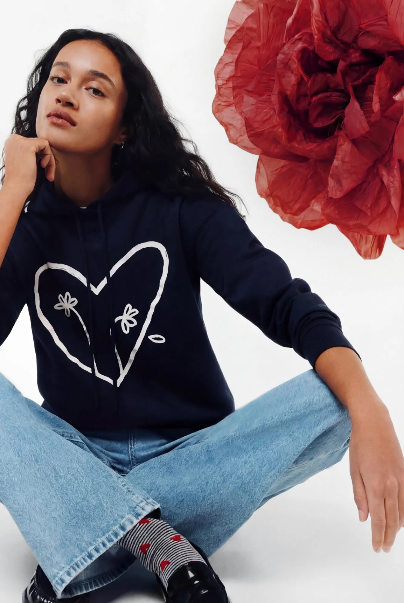 Clearance Springfield Sweat-shirt à deux fleurs noir