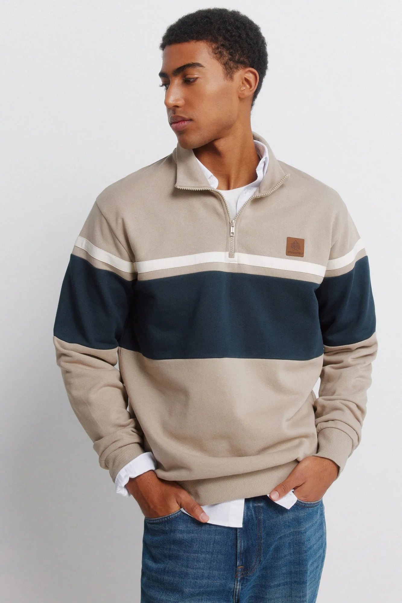 Discount Springfield Sweat-shirt à fermeture à découpes nude