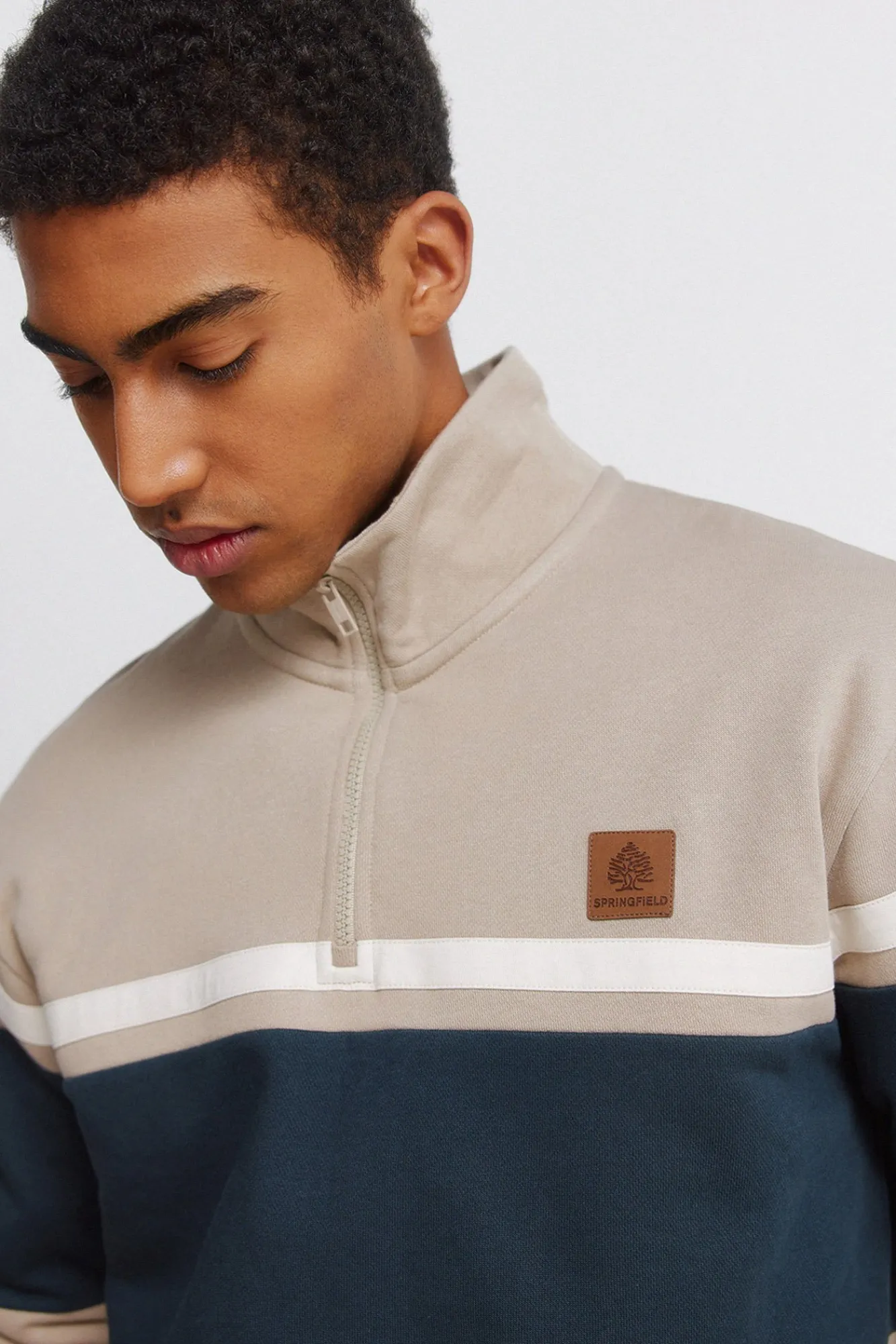 Discount Springfield Sweat-shirt à fermeture à découpes nude