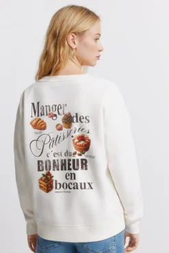 Best Springfield Sweat-shirt Café bohème blanc