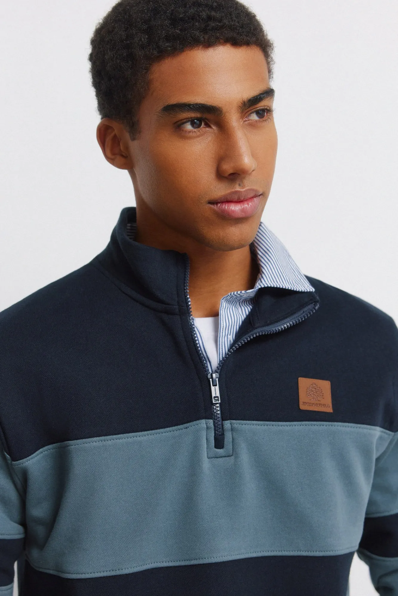 Clearance Springfield Sweat-shirt col camionneur color block bleu