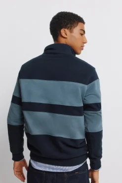 Clearance Springfield Sweat-shirt col camionneur color block bleu