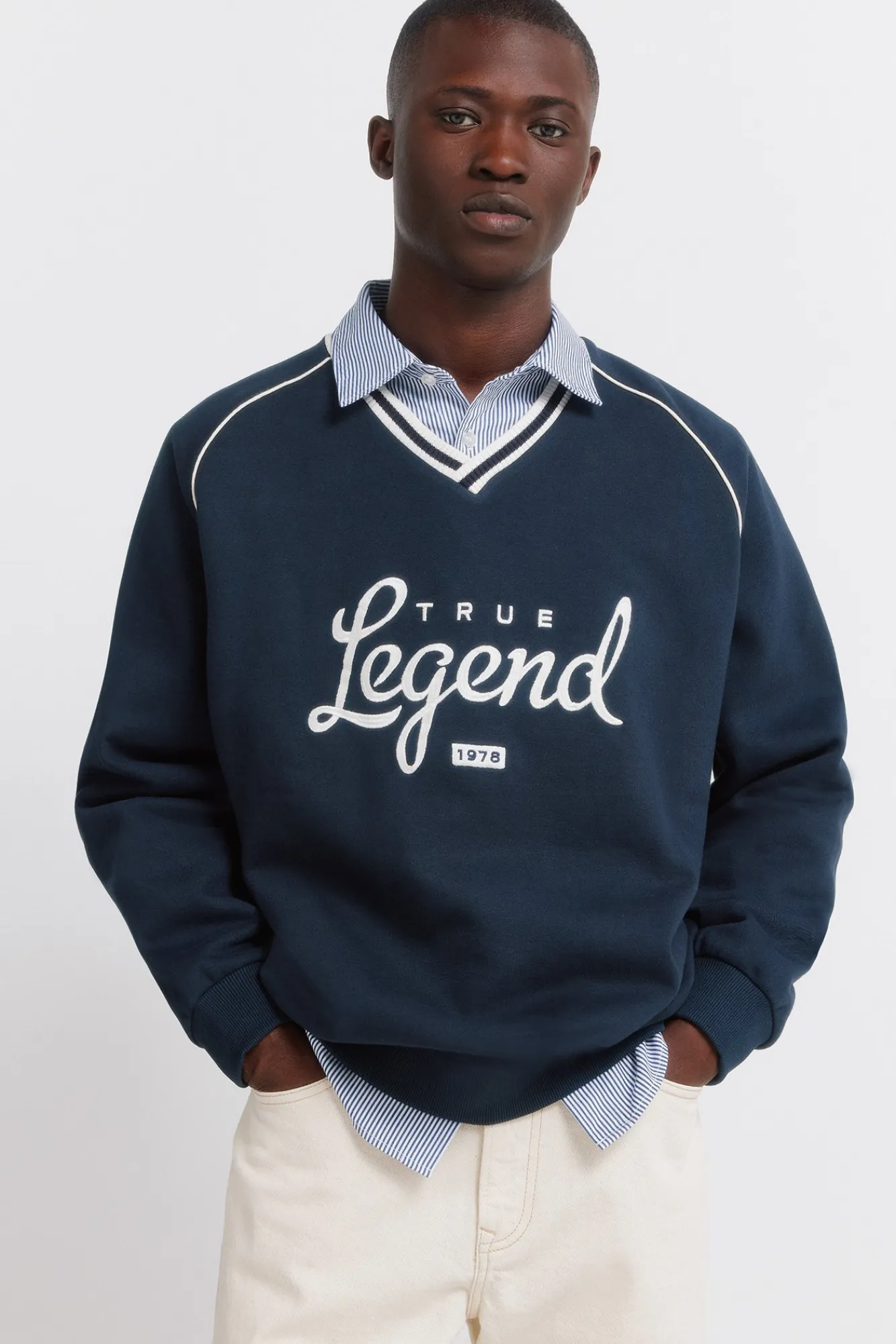 Sale Springfield Sweat-shirt col en V Legend bleu