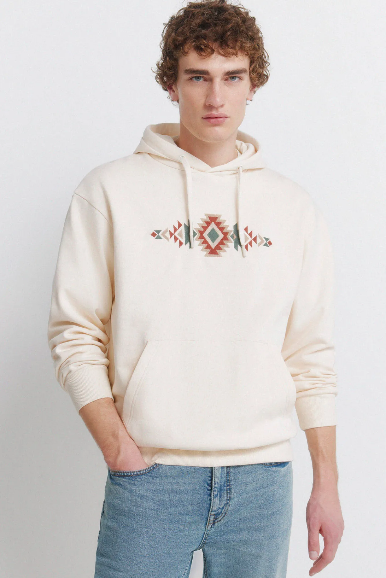 Sale Springfield Sweat-shirt ethnique blanc