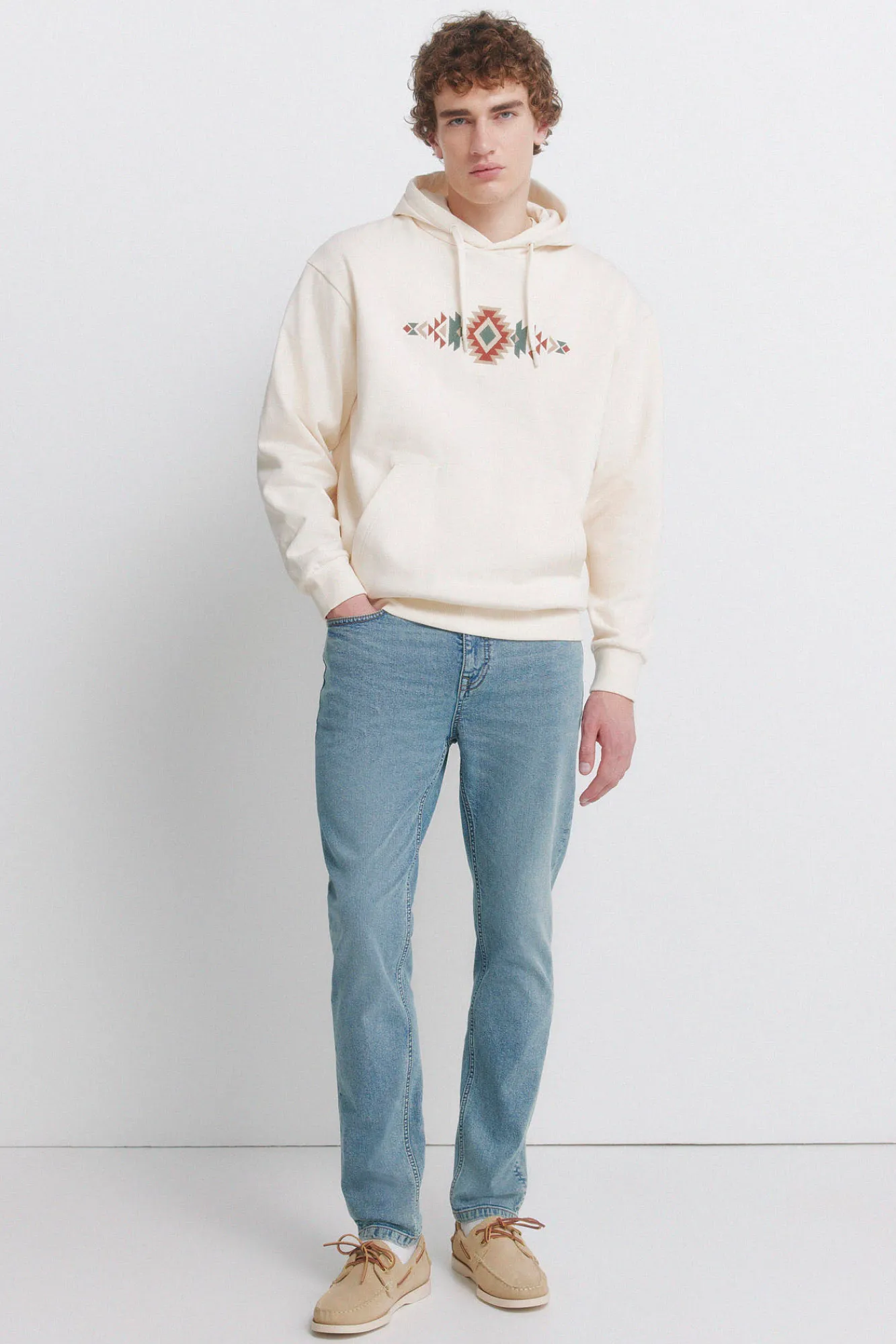 Sale Springfield Sweat-shirt ethnique blanc